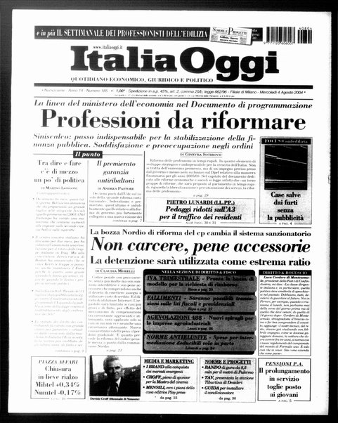 Italia oggi : quotidiano di economia finanza e politica